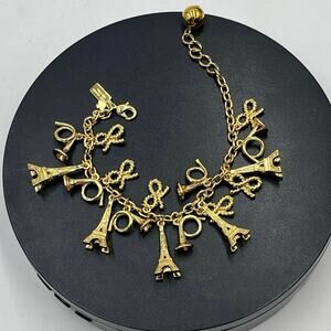 KATE SPADE Parisian Lights 12k Gold Plated Paris Eiffel Tower Charm Bracelet